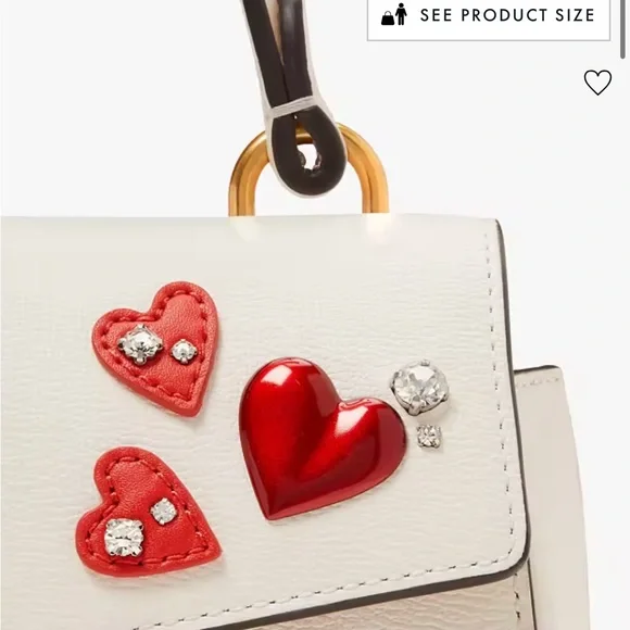NEW kate spade new york katy heart embellished small top handle bag valentines
